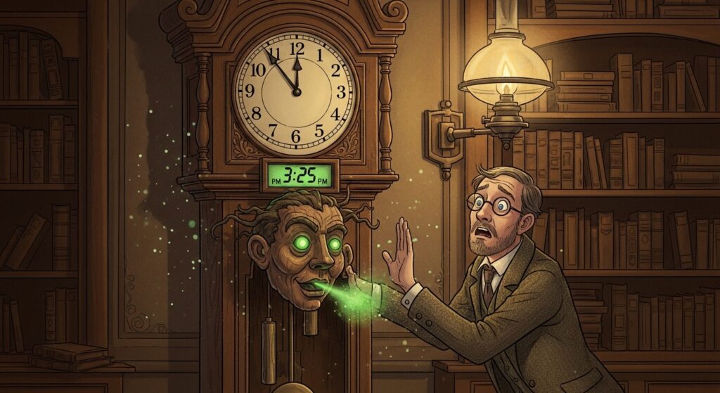 3:30 PM when the clock starts talking back