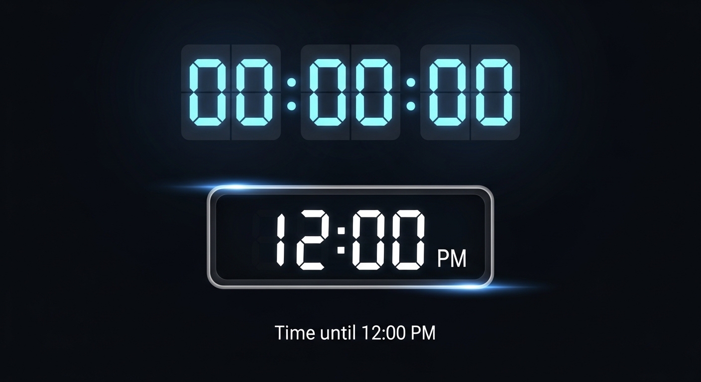 How long until 12:00 PM?